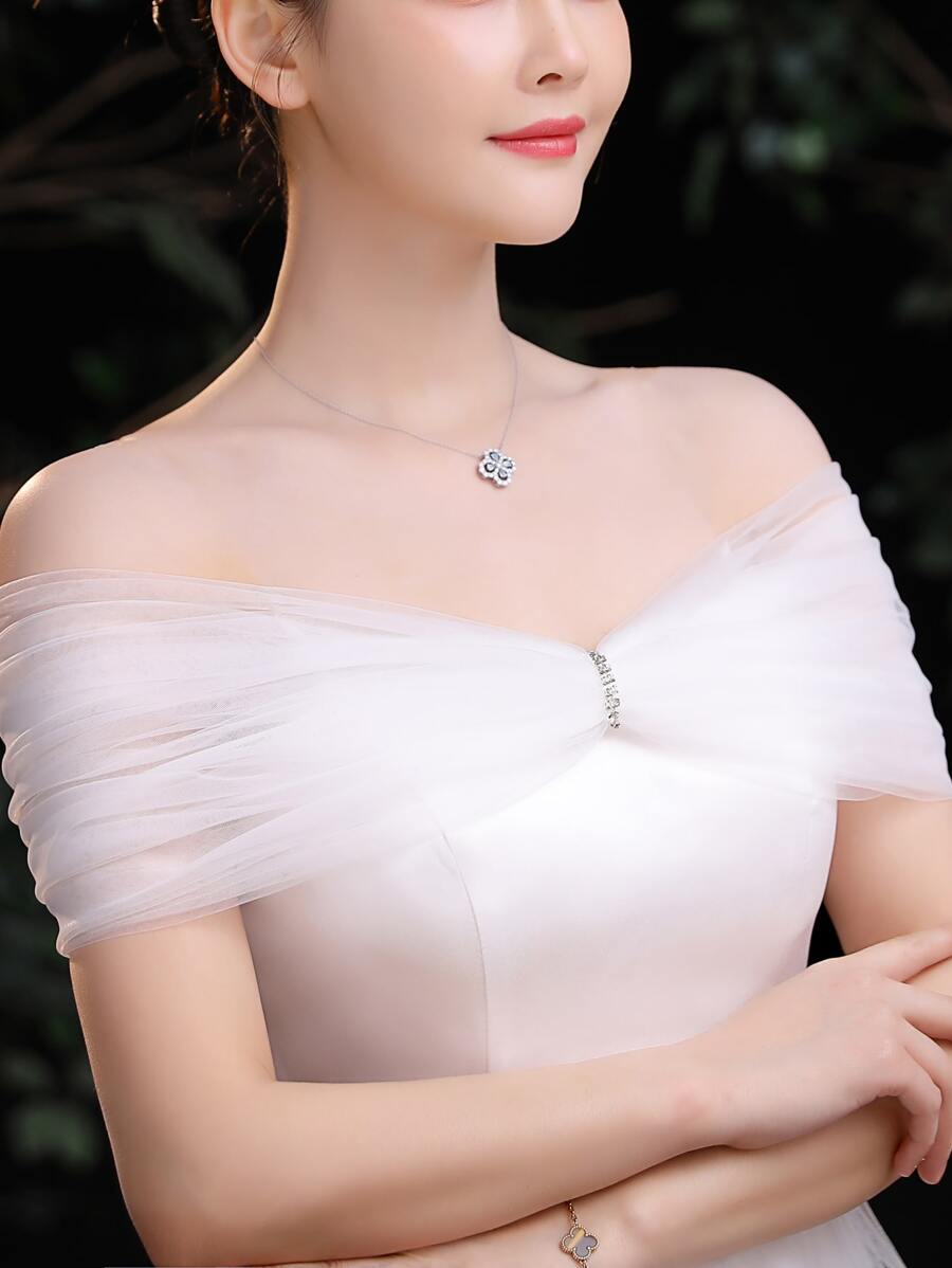 1 件女士可调节时尚新娘婚礼披肩，适合婚礼派对秋季女士服装 - 白色 - 查看 1