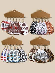 3對/套時尚女士爪子和骨頭圖案水滴耳環母親節禮物 - 彩色 - 查看 1