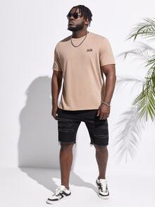 Manfinity Hombres Shorts mezclilla desgarro bajo crudo - Negro - Ver 4