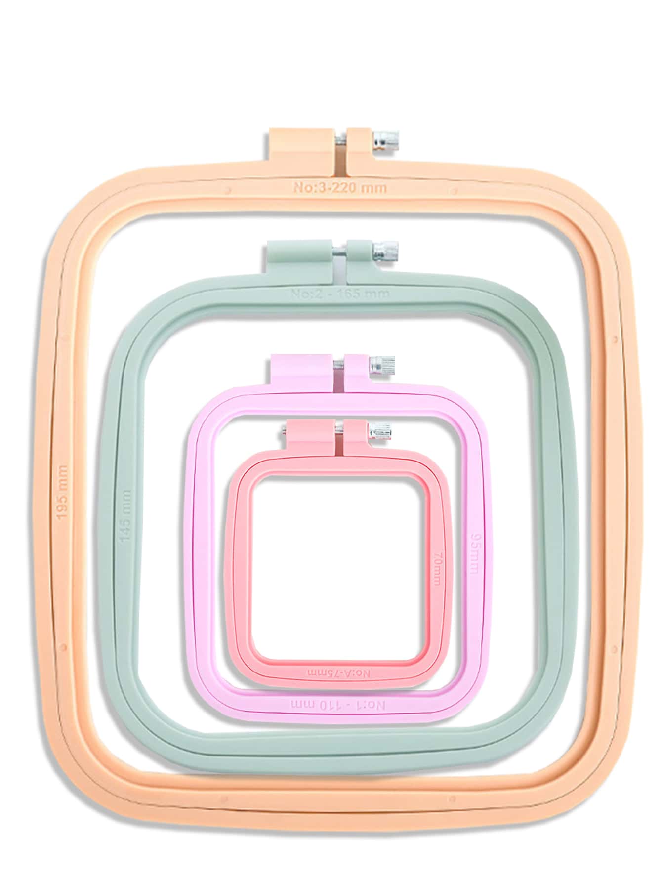 4 Cái/bộ 7/9.5/14.5/19.5Cm Nhựa Khung Thêu Tay Sáng Tạo Vuông Thêu Vòng Cho Thủ Công - Nhiều màu - Xem 1