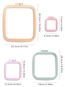 4 Cái/bộ 7/9.5/14.5/19.5Cm Nhựa Khung Thêu Tay Sáng Tạo Vuông Thêu Vòng Cho Thủ Công - Nhiều màu - Xem 3