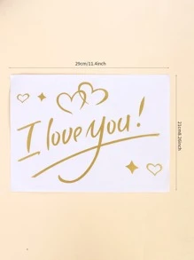 2 piezas Pegatina con estampado de corazón y slogan globo - Dorado - Ver 6