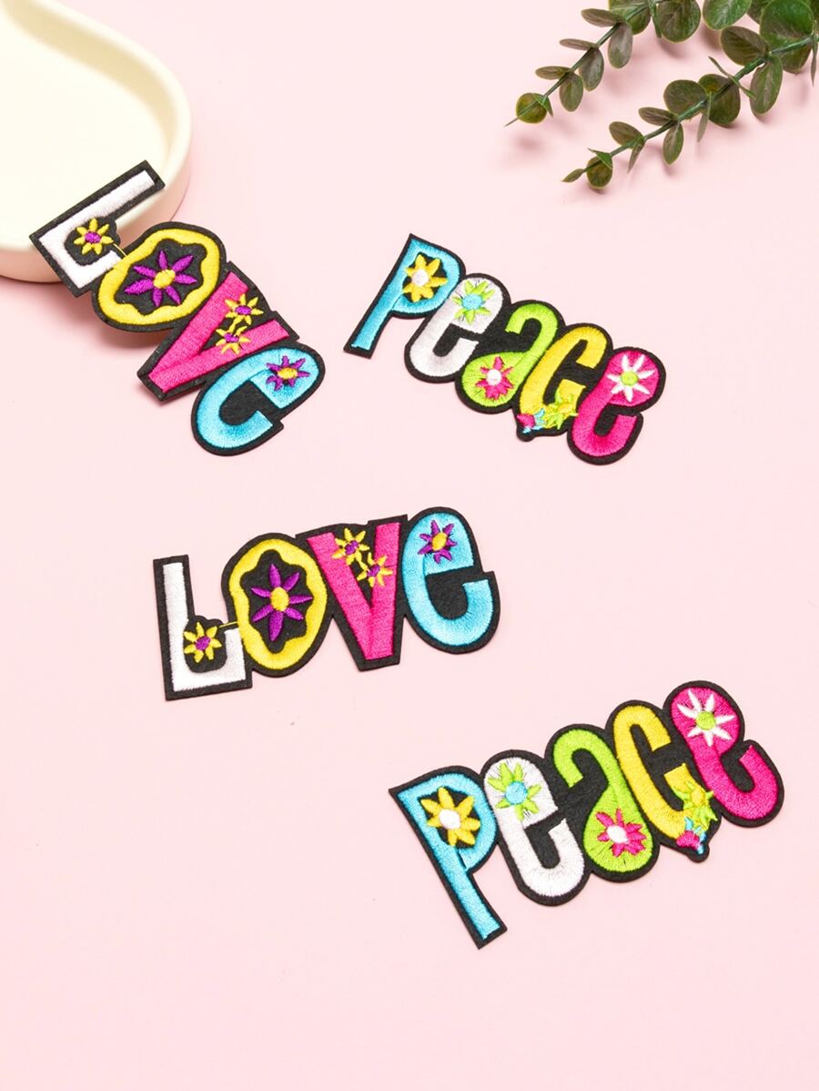 滌綸創意花卉刺繡和字母形DIY服裝配件適用於 - 彩色 - 查看 1