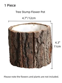 1入組木製植物容器樹樁設計室內花盆 - 彩色 - 查看 6