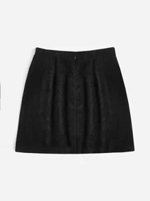 SHEIN Essnce Falda bajo con abertura de pana - Negro - Ver 2