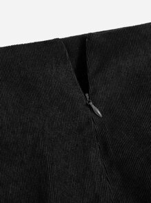 SHEIN Essnce Falda bajo con abertura de pana - Negro - Ver 4