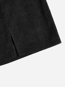 SHEIN Essnce Falda bajo con abertura de pana - Negro - Ver 5