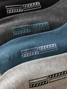 5/10 Pairs Multi-Color Men Short Socks, Casual, Fashionable, Sport, Moisture Wicking, All Season - Multicolor - View 6