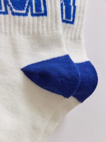 5雙男士條紋和字母圖案中筒襪 - 彩色 - 查看 6