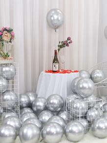 10pcs Solid Latex Balloon Set, Metallic Silver Decorative Balloon  For Birthday Wedding Holiday Party - Silver - View 1