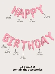 kumozawa 13pcs 16-Inch Rainbow Color "Happy Birthday" Party Balloons (Straws Not Included) - Pink - View 4