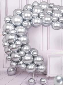 10pcs Solid Latex Balloon Set, Metallic Silver Decorative Balloon  For Birthday Wedding Holiday Party - Silver - View 6
