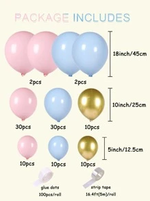 106 件淡蓝色和粉色乳胶气球花环拱门套件适用于毕业典礼、生日、婚礼、周年纪念、庆典、派对装饰 - 彩色 - 查看 3