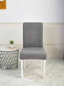 1pc Polyester Dining Chair Slipcover, Minimalist Grey Stretchy Dining Room Chair Slipcover For Dining Room - Grey - View 4