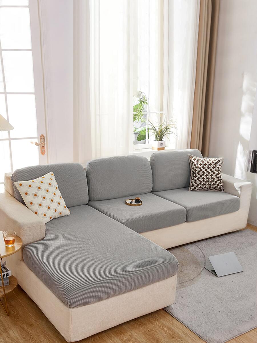 1 PC Polyester Ghế Sofa Đệm, Màu Xám Tối Giản Co Giãn Ghế Sofa Đệm Cho Tất Cả Các Mùa - Xám - Xem 1