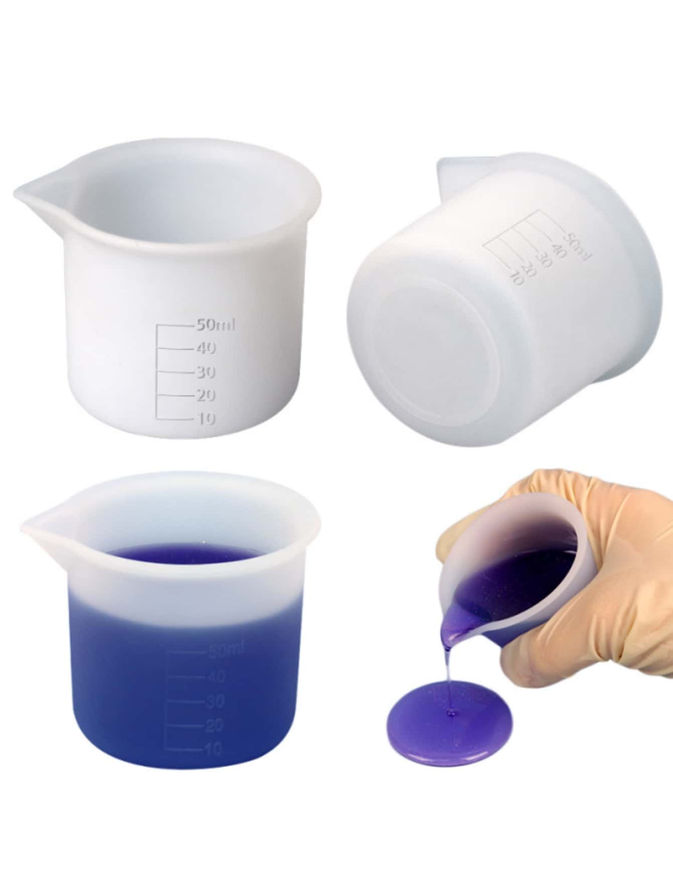 1 件 50 毫升硅胶模具，创意量杯形 DIY 硅胶模具，用于工艺品 - 白色 - 查看 1