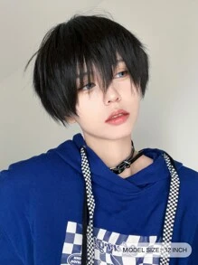 alicegarden 1 Máy Tính Màu Đen Tổng Hợp Chịu Nhiệt Thẳng Tóc Dài 12 Inch, Bộ Tóc Giả Ngắn Với Nổ, Size M - màu đen - Xem 2