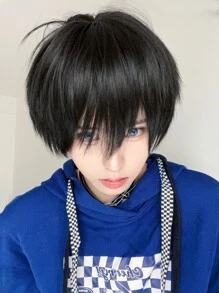 alicegarden 1 Máy Tính Màu Đen Tổng Hợp Chịu Nhiệt Thẳng Tóc Dài 12 Inch, Bộ Tóc Giả Ngắn Với Nổ, Size M - màu đen - Xem 5