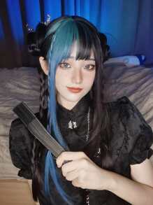 alicegarden 1 Synthetic Heat-Resistant Wig, Multi Colored Long Straight Wig With Bangs, 26 Feet Long, Made Of Fiber, Suitable For Daily Use, Natural Simulation Wig - Multicolor - View 3