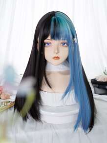 alicegarden 1 Synthetic Heat-Resistant Wig, Multi Colored Long Straight Wig With Bangs, 26 Feet Long, Made Of Fiber, Suitable For Daily Use, Natural Simulation Wig - Multicolor - View 5
