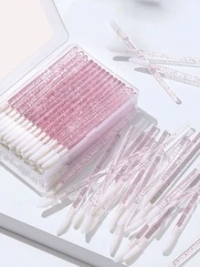 Bộ 100 cọ môi hồng dùng một lần cầm tay - Hồng - Xem 1