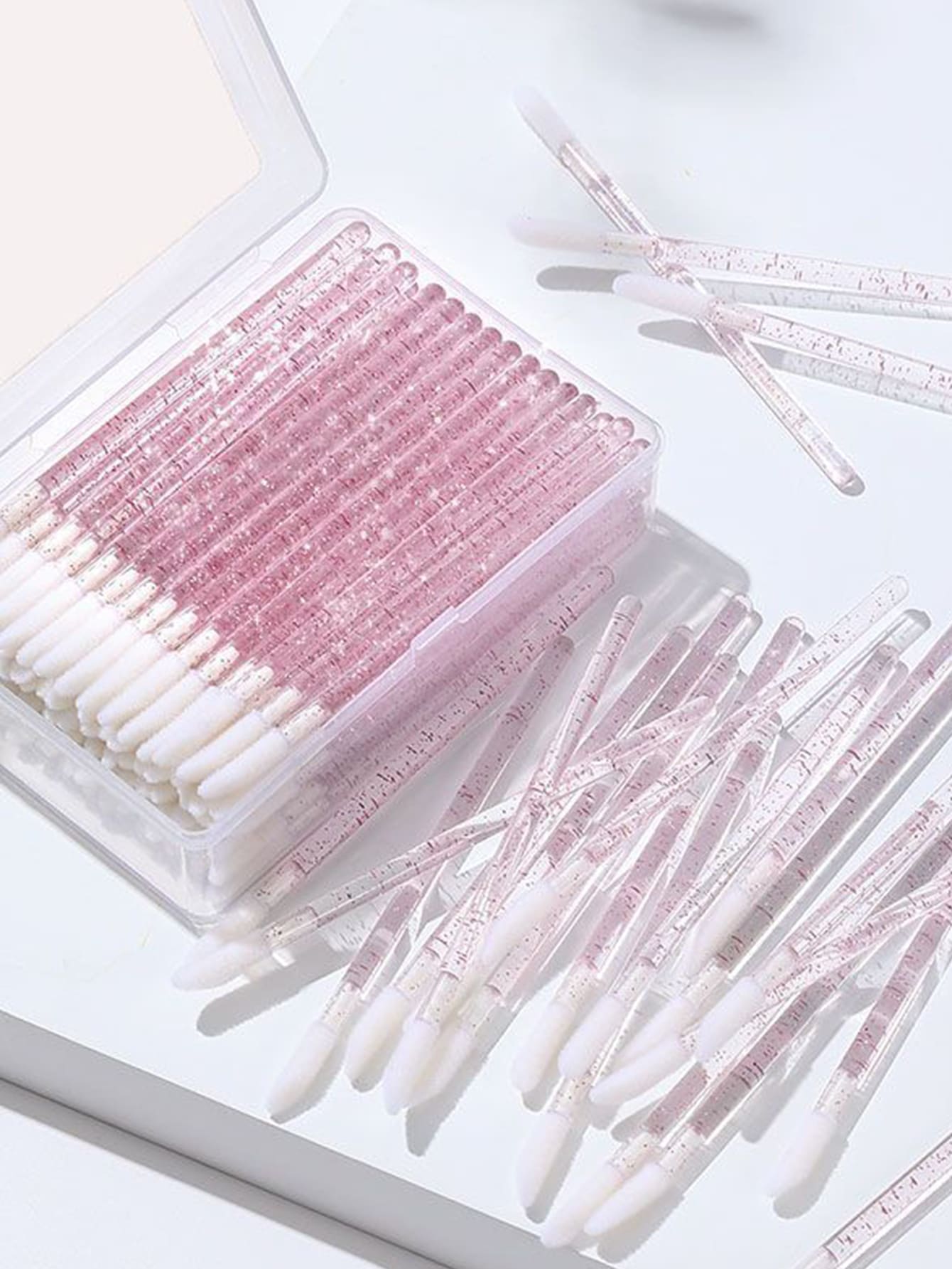 Bộ 100 cọ môi hồng dùng một lần cầm tay - Hồng - Xem 1