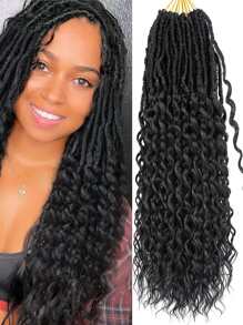 1入組捲髮人造Locs鉤針頭髮，柔軟Locs預環女神Locs鉤針頭髮新Locs捲曲深波浪鉤針Locs合成接發 - 黑色 - 查看 8