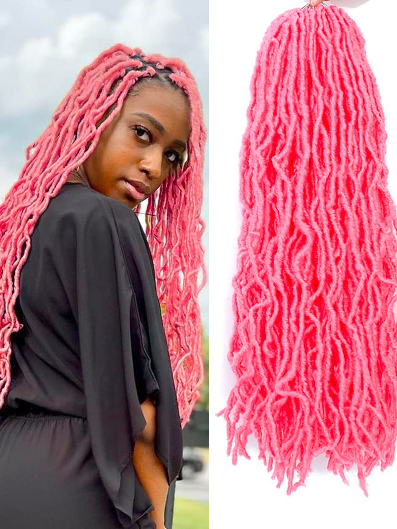 1Pack Light Pink Soft Locs Crochet Hair, 18-36 Inches Long Pink/Rosa ...