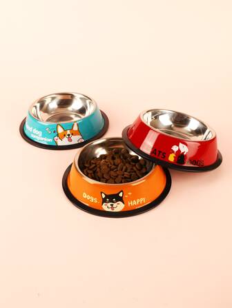 1 pieza Bol para mascotas con estampado de dibujos animados al azar