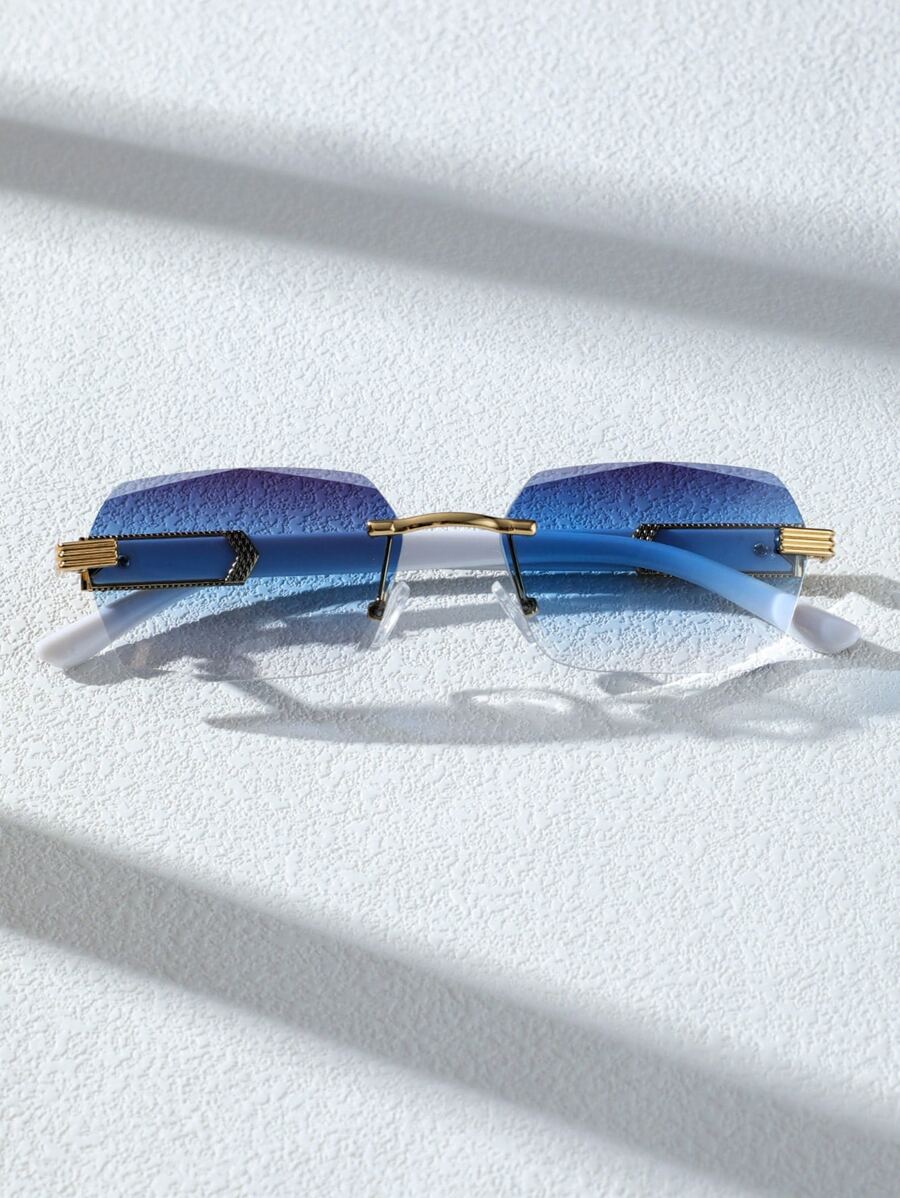 1 par de gafas sin marco de plástico con diseño geométrico para hombres, gafas de moda multicolor adecuadas para fiestas en la playa, vacaciones en playas tropicales, fotografía callejera, festivales con estilo Y2K, vacaciones de verano en la playa, actividades al aire viajes - Multicolor - Ver 1