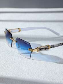 1 par de gafas sin marco de plástico con diseño geométrico para hombres, gafas de moda multicolor adecuadas para fiestas en la playa, vacaciones en playas tropicales, fotografía callejera, festivales con estilo Y2K, vacaciones de verano en la playa, actividades al aire viajes - Multicolor - Ver 3