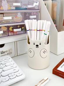 1 giá đỡ bút thiết kế hình gấu hoạt hình - trắng - Xem 5