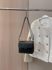 Mini Minimalist Flap Square Bag - Black - View 7