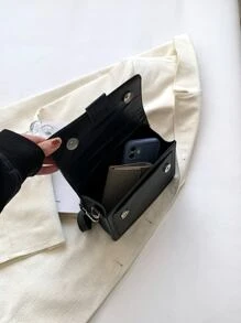 Mini Minimalist Flap Square Bag - Black - View 8