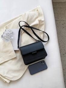 Mini Minimalist Flap Square Bag - Black - View 3