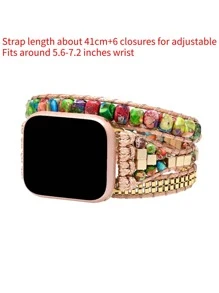Beaded Watchband Compatible With Apple Watch - Multicolor - View 4