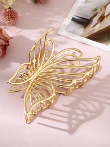 1pc Hollow Out Butterfly Design Metal Hair Claw Street Claw Clips Hair Clips Hair Jaw Clip Hair Clamps Hair Clutch Hair Catcher Clip, School Stuff, College Fall Winter Hair Accessories For Women For Vacation Outfits Woman - Gold - View 3