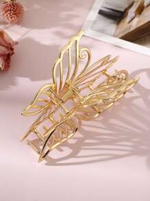 1pc Hollow Out Butterfly Design Metal Hair Claw Street Claw Clips Hair Clips Hair Jaw Clip Hair Clamps Hair Clutch Hair Catcher Clip, School Stuff, College Fall Winter Hair Accessories For Women For Vacation Outfits Woman - Gold - View 4