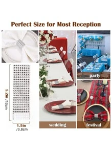 10pcs Rhinestone Design Napkin Ring - Silver - View 4