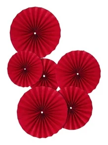 6 piezas de abanicos de papel rojos, decoraciones de fiesta para cumpleaños, aniversarios, bodas, compromisos y celebraciones, Navidad - Rojo - Ver 2