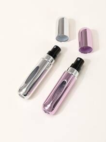 2pcs/Set 5ml Refillable Bottom Fill Perfume Spray Bottles, Pink & Silver, Living Room Home Bedroom Bathroom House Decor, Travel Stuff, Wedding, Party, Birthday, Gifts For Men Mom Dad Friends, New Years, Accessories, Funny Gift - Multicolor - View 2