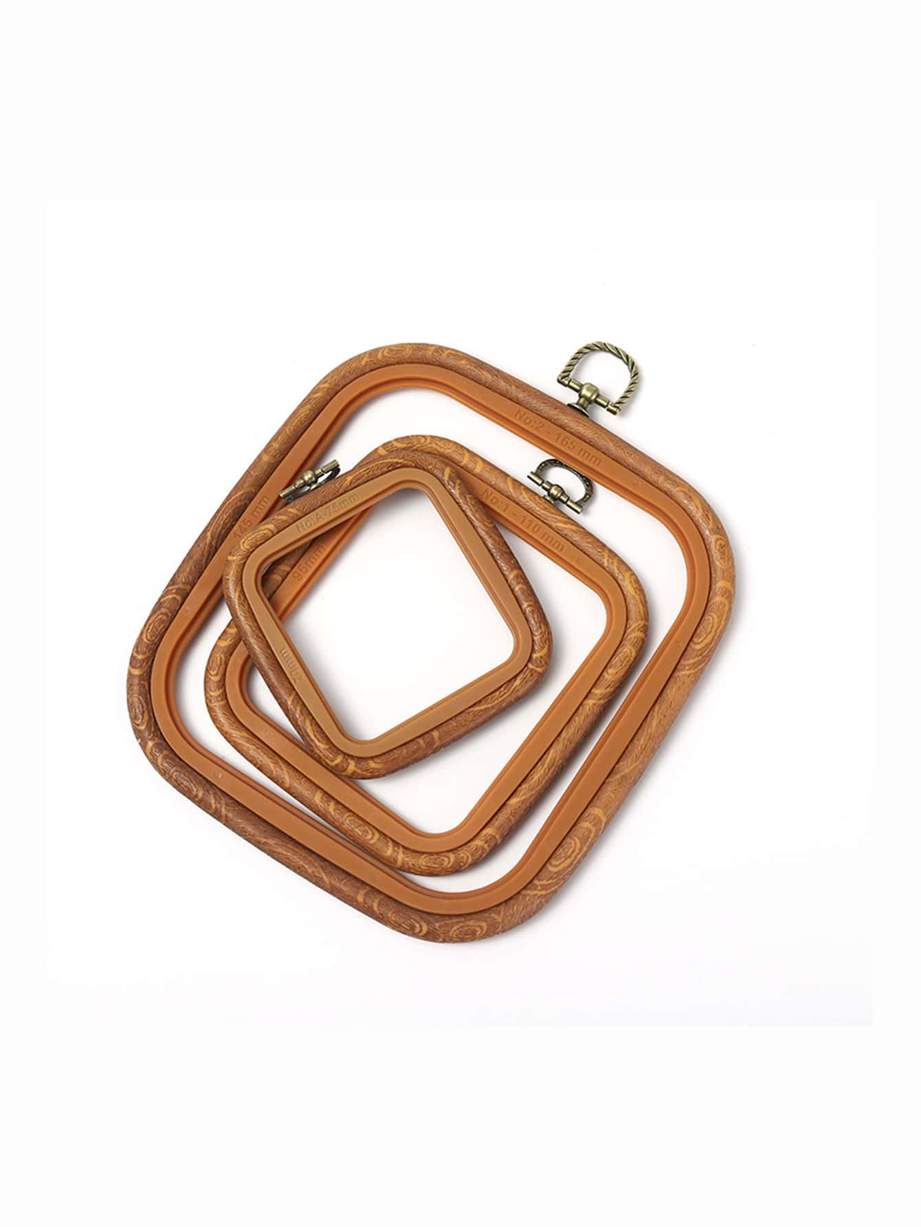 3入組/套塑料手工繡花框現代方形繡花箍用於縫紉 - 棕色 - 查看 1