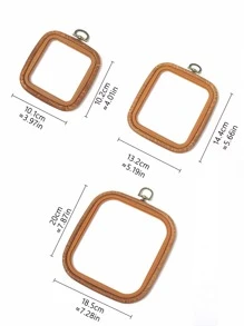 3入組/套塑料手工繡花框現代方形繡花箍用於縫紉 - 棕色 - 查看 3