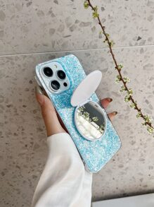 鏡子裝飾金屬亮絲防摔手機殼 - 白色 - 查看 2