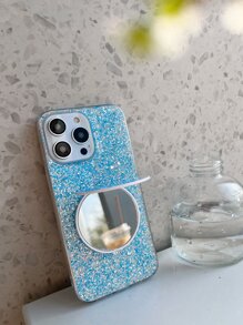 鏡子裝飾金屬亮絲防摔手機殼 - 白色 - 查看 3