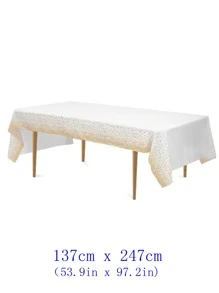 1pc Polka Dot Print Disposable Table Cover - Gold - View 4