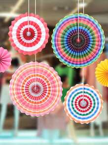 3pcs Decorative Paper Fan, Colorful Hanging Decoration For Party Decor - Khaki - View 2