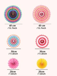 3pcs Decorative Paper Fan, Colorful Hanging Decoration For Party Decor - Khaki - View 3
