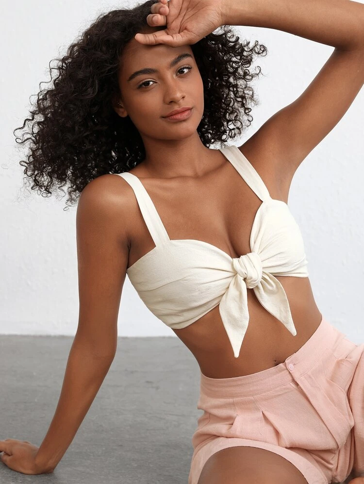 Leisure Knot Front Crop Cami Top