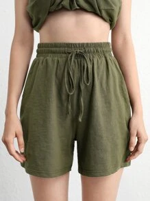 Ocili Leisure Comfy & Breathable Cotton Hem Waist Band Lounge Bottoms - Olive Green - Army Green - View 8